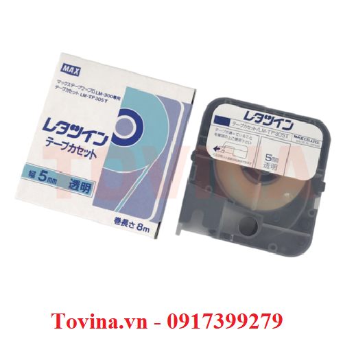 Nhãn trong suốt LM-TP305T khổ 5 mm × 8 m (máy MAX LM-390/380)