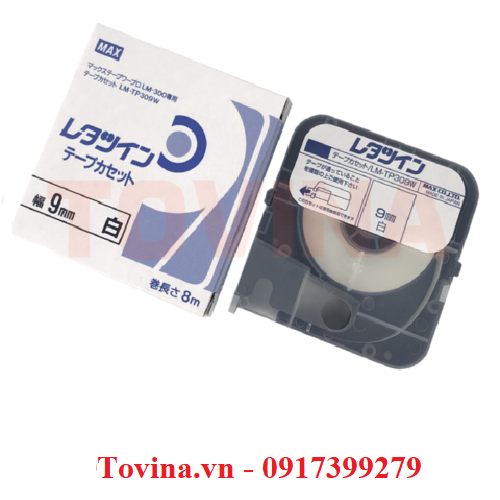 Nhãn trắng LM-TP309W khổ 9 mm × 8 m (máy MAX LM-390/380)