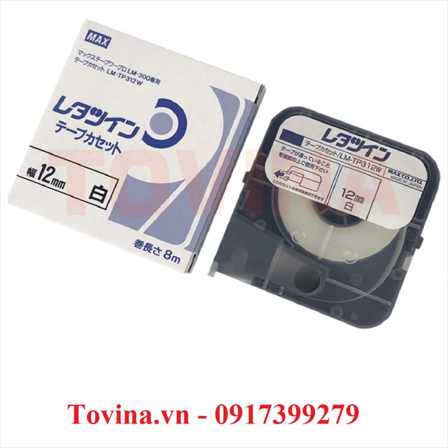 Nhãn trắng LM-TP312W khổ 12 mm × 8 m (máy MAX LM-390/380)