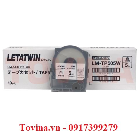 Nhãn trắng LM-TP505W khổ 5 mm × 16 m (máy MAX LM-550)