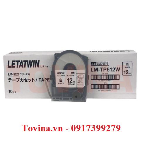 Nhãn trắng LM-TP512W khổ 12 mm × 16 m (máy MAX LM-550)