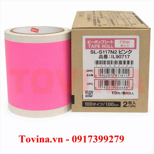 Nhãn màu hồng SL-S117N2 (110mm, 10m)