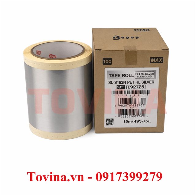 Nhãn inox sọc nhuyễn SL-S163N 110 mm x 15 m (máy in bế nhãn MAX CPM-100)