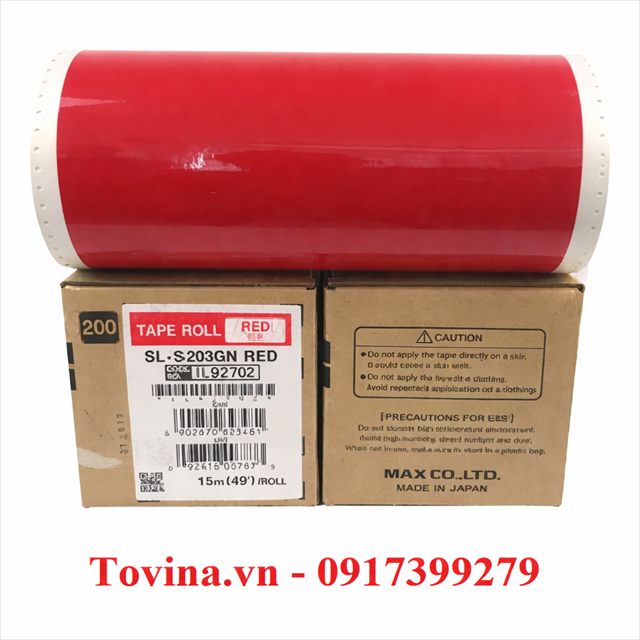 Nhãn đỏ SL-S203GN 205mm × 15m cho MAX CPM-200